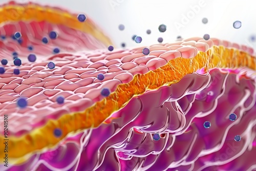 membrane skin cells dermis collagen, epidermis abstract non-anatomical model structure construction photo