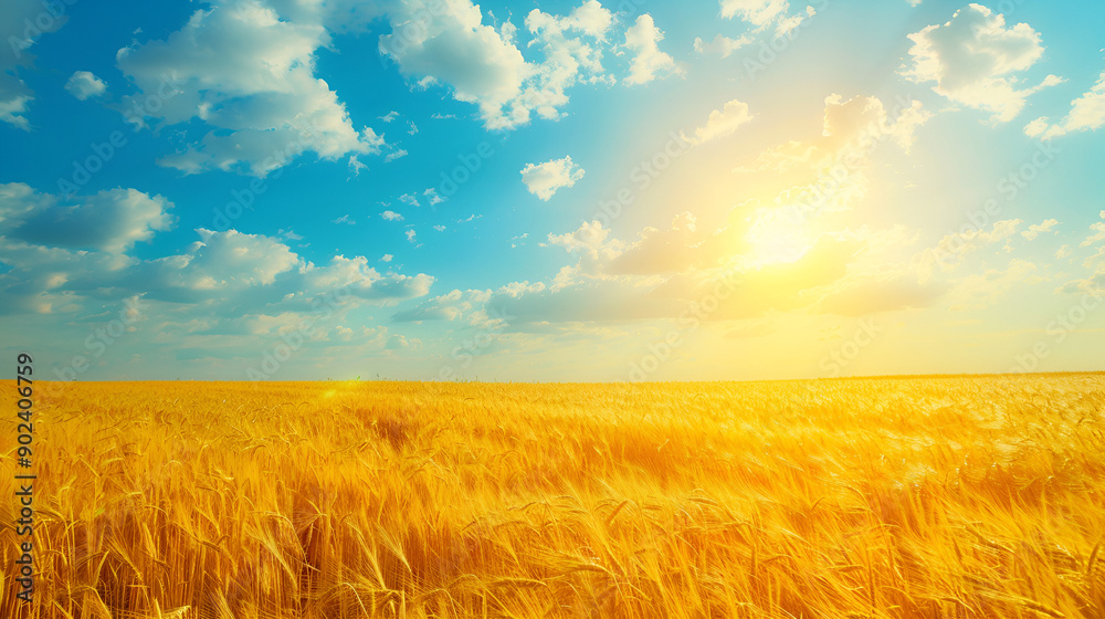 Gold wheat field. Growth nature harvest. Agriculture farm.,,,,generative ai Gold wheat field. Growth nature harvest. Agriculture farm.,,,,generative ai