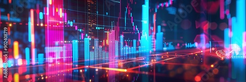 stock market bar graph finance background, generative ai