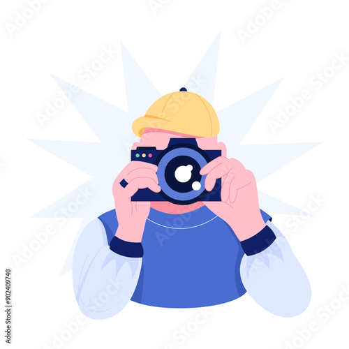A flat character illustration of photographer 