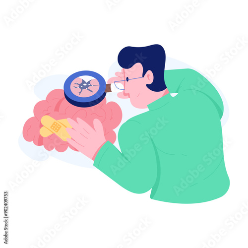 Psychology illustration designed in flat style 