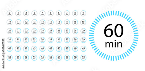 Digital Countdown Timer isolated on white background. Vector Digital Stopwatch.