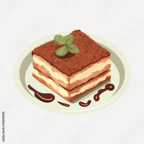 Delicious tiramisu dessert illustration