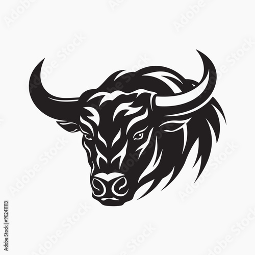 Bold tribal bull head illustration