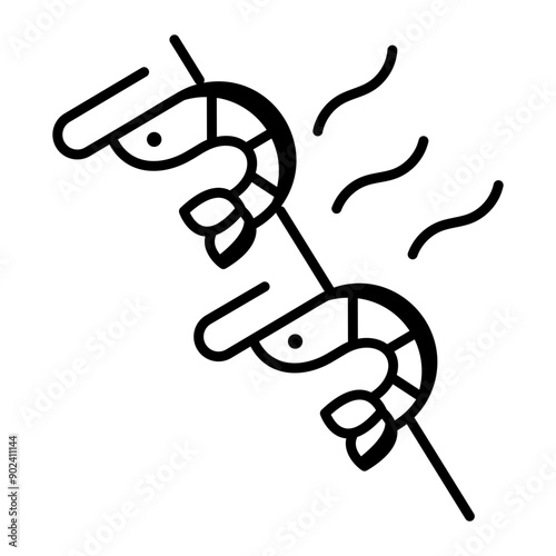 A shrimp skewer icon designed in line style 