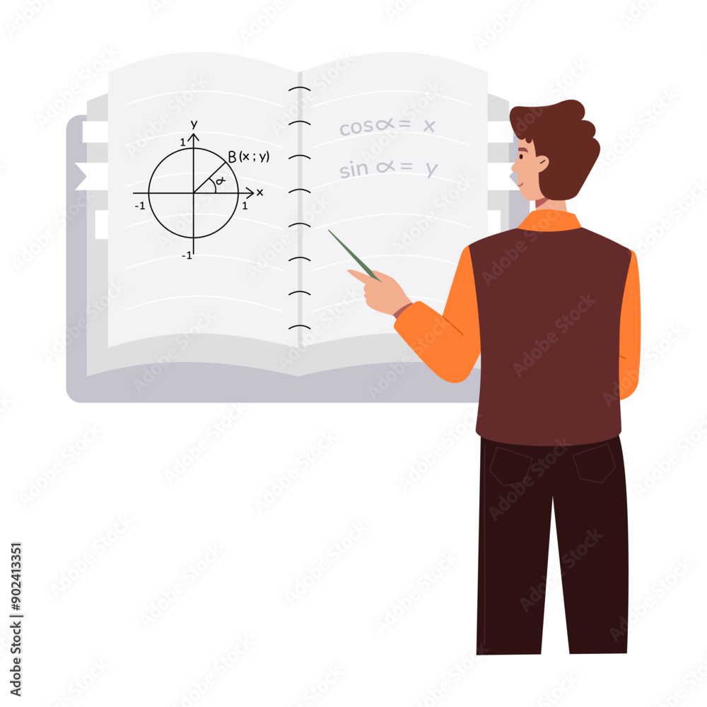 Fototapeta premium A math book illustration designed in flat style