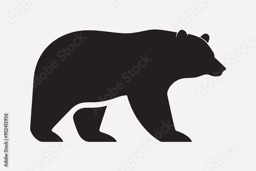 Silhouette bear walking vector illustration