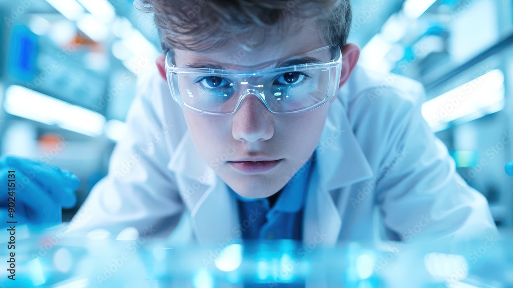 Young inventor with a prototype of a revolutionary device, inspiring ...