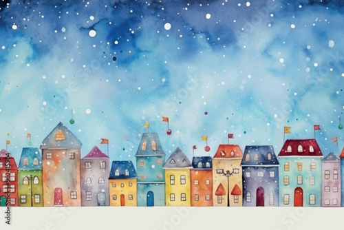 Whimsical colorful night townscape