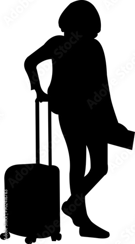 People With Suitcase Silhouette