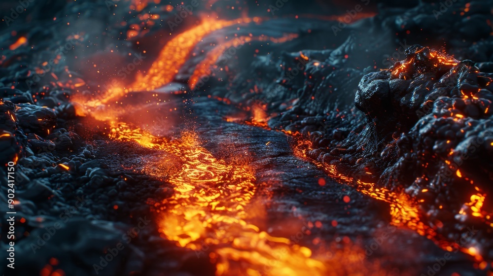 Mystical Lava Field: Smoke and Steam Rising from Earth Cracks in Natural Light Mystical Lava Field: Smoke and Steam Rising from Earth Cracks in Natural Light