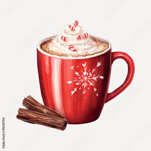 Festive hot chocolate with whipped cream