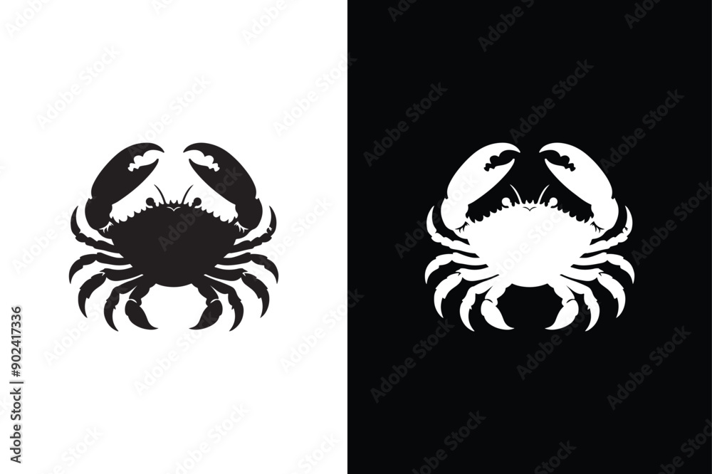 Crab icon silhouette vector. Seafood icon illustration, Crab vector icon silhouette black white