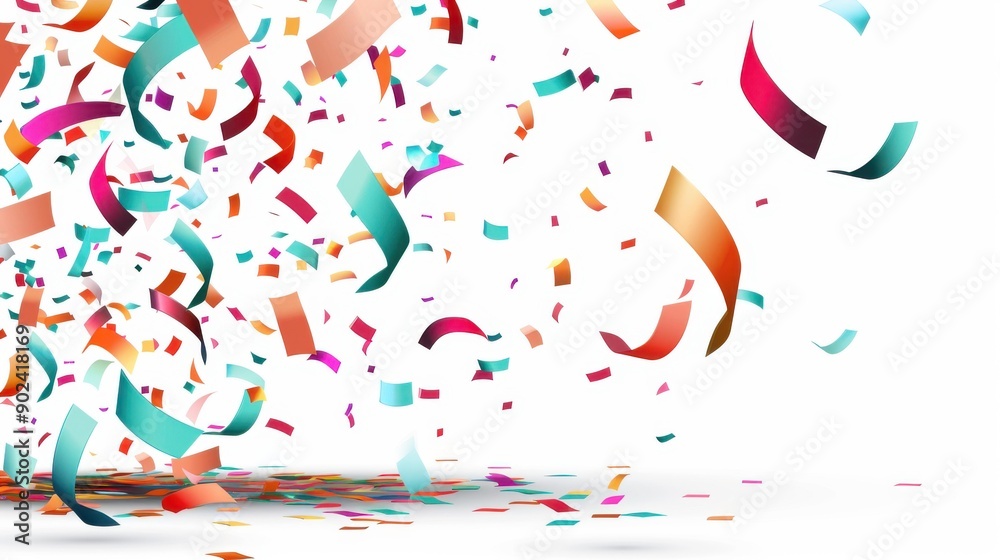 Obraz premium A vibrant confetti explosion fills the space with color, creating a joyful and festive abstract scene against a clean backdrop.