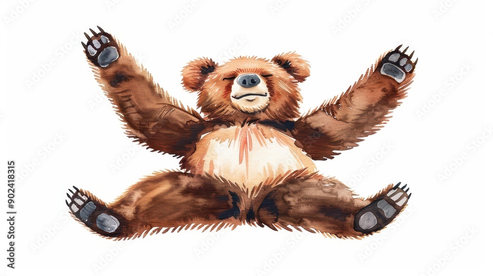 Bright and fun illustration of a cheerful brown bear, perfect for kids themes or playful designs. A whimsical watercolor creation Bright and fun illustration of a cheerful brown bear, perfect for kids themes or playful designs. A whimsical watercolor creation