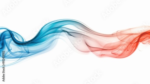 Vivid red and blue smoke swirl together, creating a stunning visual on a crisp, clean background. Perfect for dynamic designs.