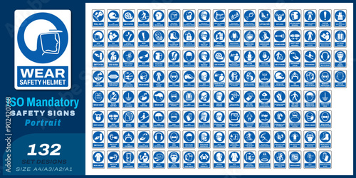 132 set ISO mandatory safety signs V121 size a4/a3/a2/a1