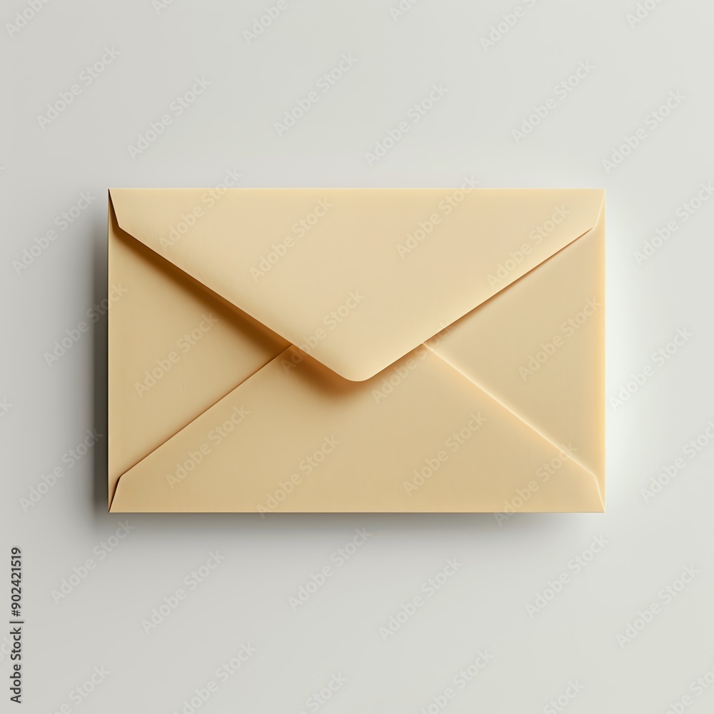 Single cream envelope isolated on white background. Single cream envelope isolated on white background.
