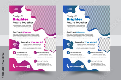 Corporate f. 2A bundle of 2 templates of different colors and editable vector template design.
set of business flyer with modern style and minimalist concept use for business presentation and promotio