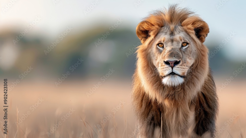 A close-up portrait of a lion with a powerful gaze. A close-up portrait of a lion with a powerful gaze.