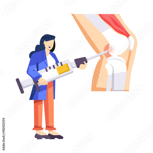 An orthopaedist holding injection, flat illustration

