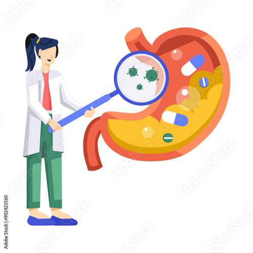 A gastroenterologist illustration in flat style 

