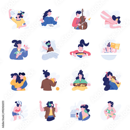 Collection of Relaxing Therapy Flat Illustrations 

