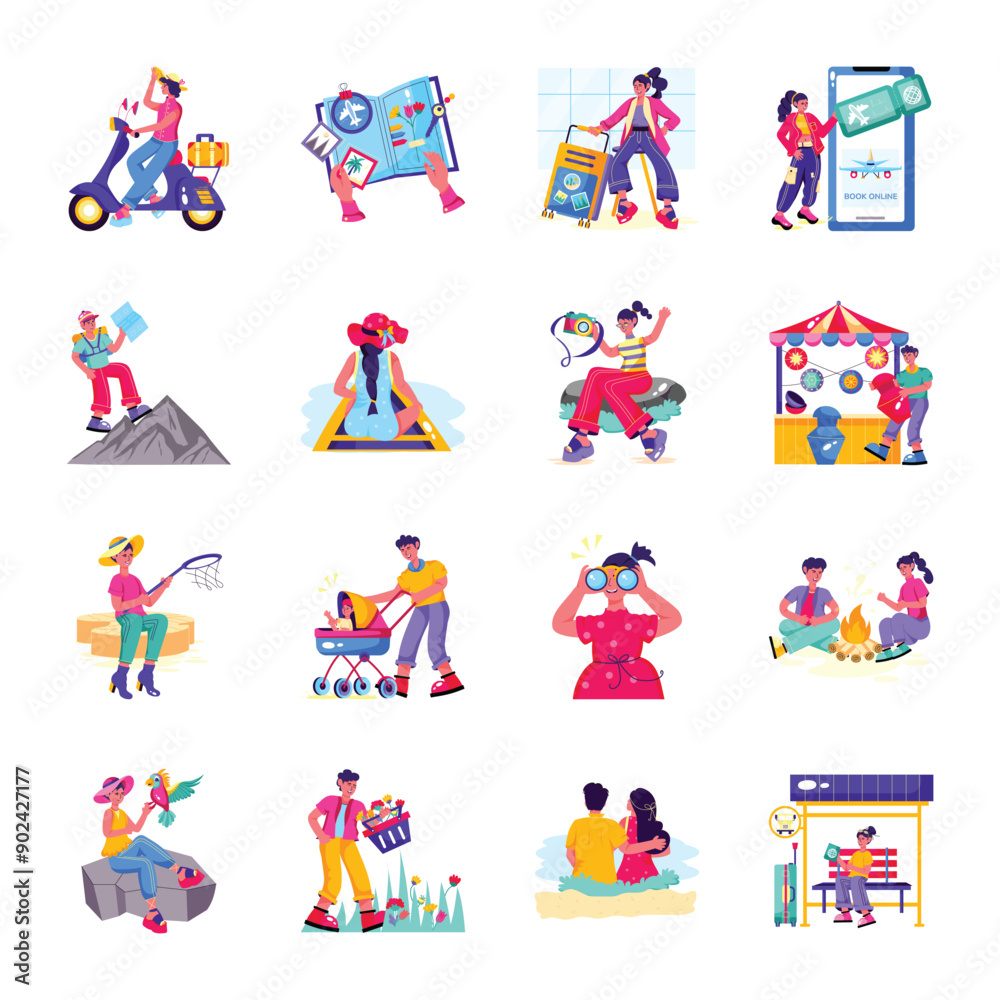 Pack of Travelling Flat Style Illustrations Pack of Travelling Flat Style Illustrations