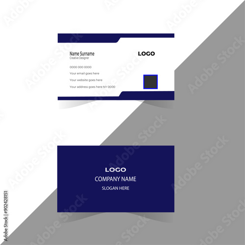 Double-sided  modern and creative  business card  design with image holder. Clean  corporate business card template, Vector illustration. Minimal Individual layout