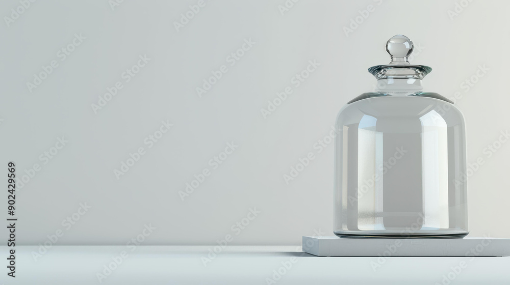 Delicate glass dome reflects light beautifully, showcasing elegance and simplicity in a  white setting.