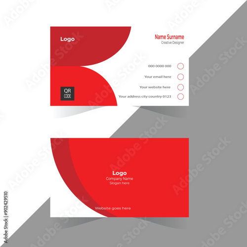 Double-sided  modern and creative  business card  design with image holder. Clean  corporate business card template, Vector illustration. Minimal Individual layout