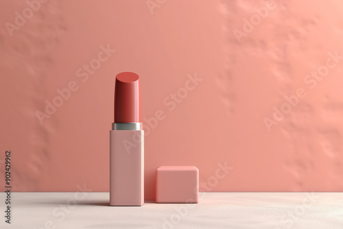 A lipstick product mockup with a soft focus background.