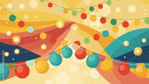 Abstract Cream Background with Blurred Multicolored Festival Lights and Bokeh Effect for Holiday Advertisements and Celebration Designs vector backgrounds