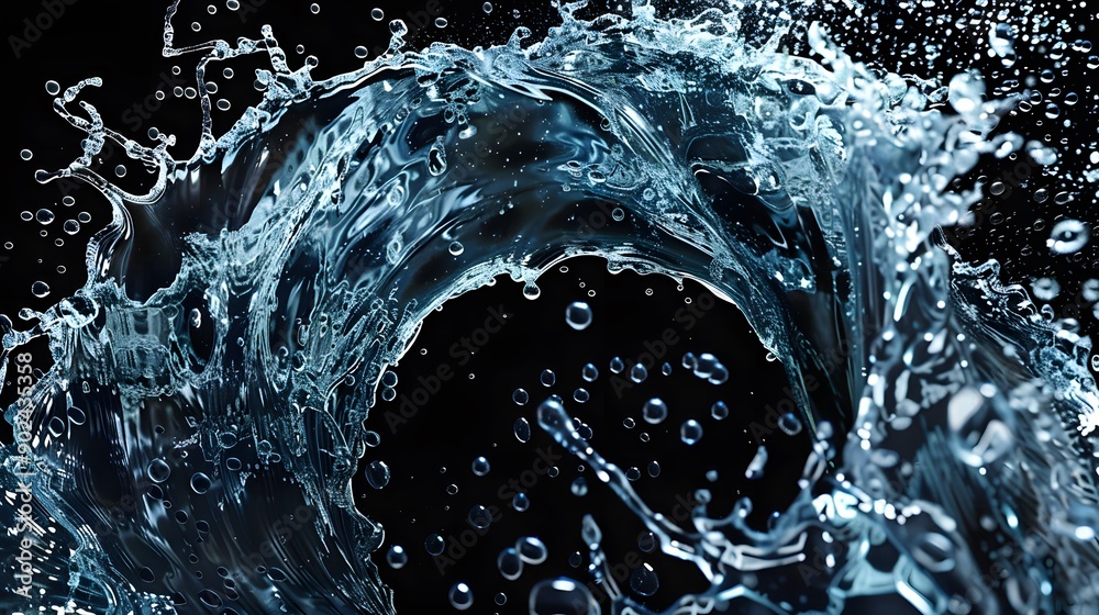 circle water splash on black background circle water splash on black background