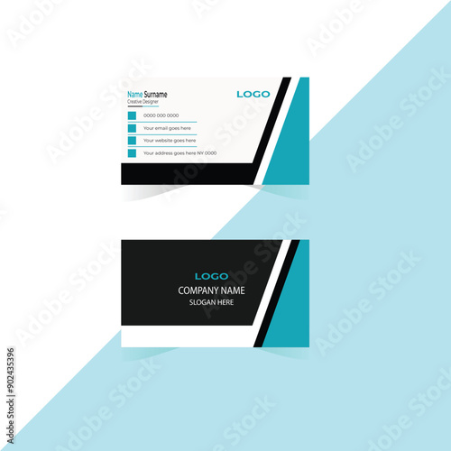 Double-sided  modern and creative  business card  design with image holder. Clean  corporate business card template, Vector illustration. Minimal Individual layout