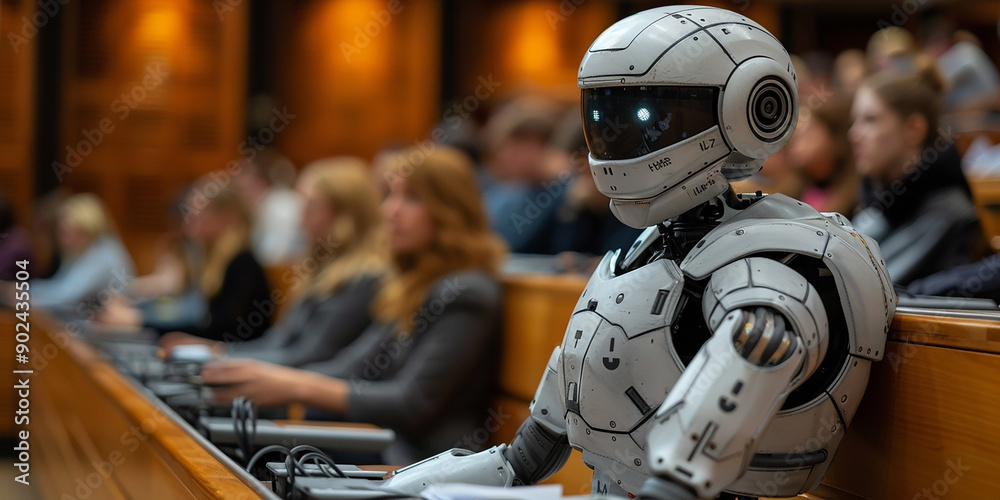 Fototapeta premium The concept of learning and interaction with artificial intelligence