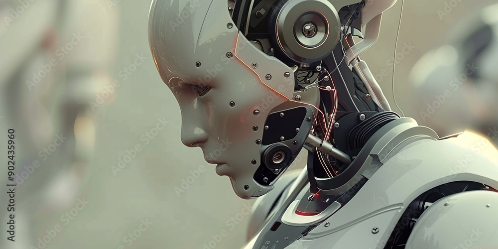 Fototapeta premium The concept of learning and interaction with artificial intelligence