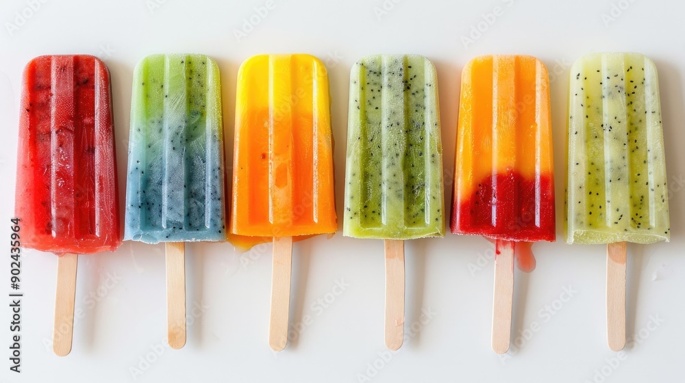 cool fruit popsicle on a white background , Cooling food, Generative AI cool fruit popsicle on a white background , Cooling food, Generative AI