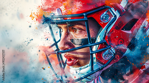 Dynamic Cycle Ball Player in Focus with Watercolor Highlights - Action-packed Sports Illustration photo