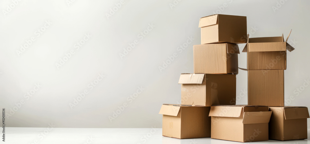 cardboard boxes stacked on each other against a white background, cardboard boxes stacked on each other against a white background,
