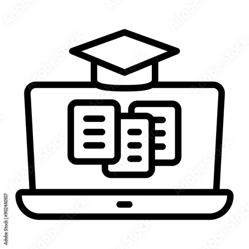 Online Courses Vector Line Icon Design