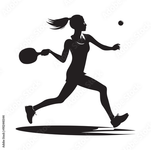 Silhouette of Athletic Man Playing Table Tennis with Racket and Ball
