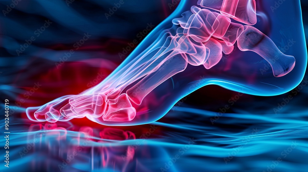 X-Ray Medical Image of Human Foot Highlighting Critical Pain Points and ...