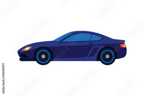 Beautiful glossy big car dark blue vector artwork illustration. photo