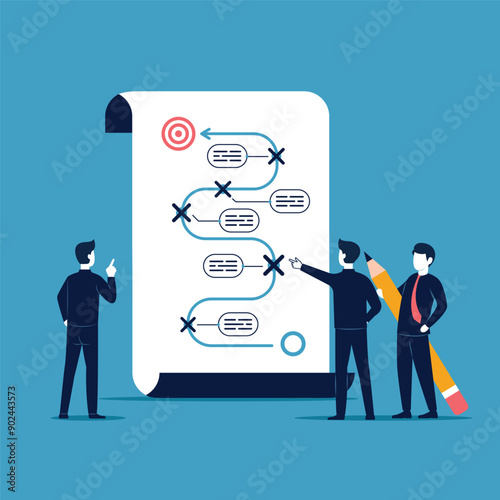 Success in overcoming obstacles and barriers in building a business and achieving goals. Milestone Business concept illustration