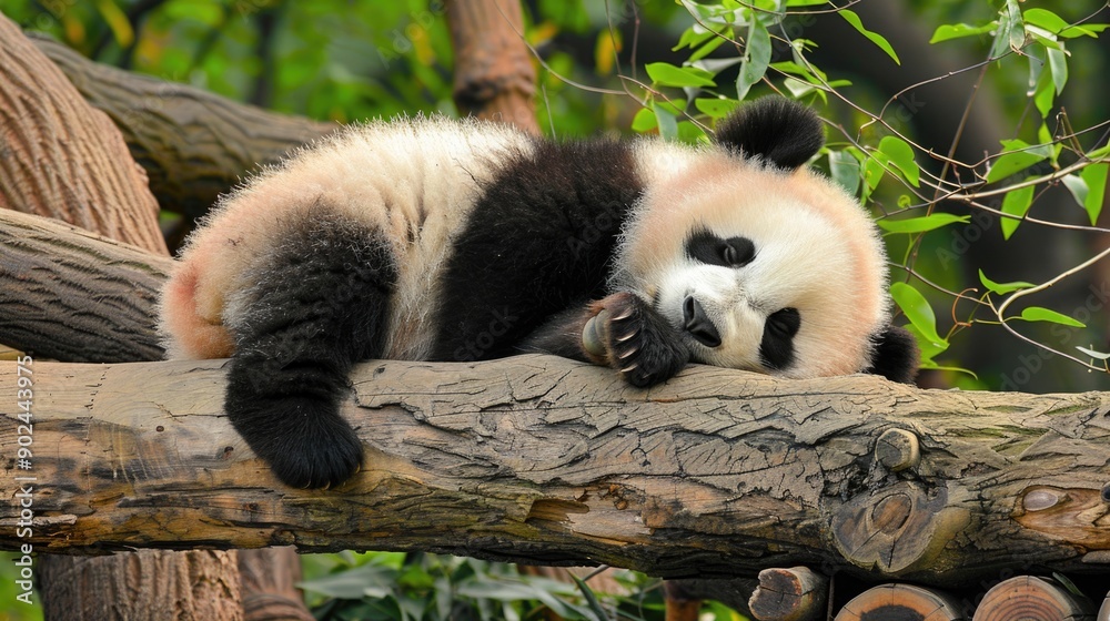 Obraz premium Sleeping giant panda baby