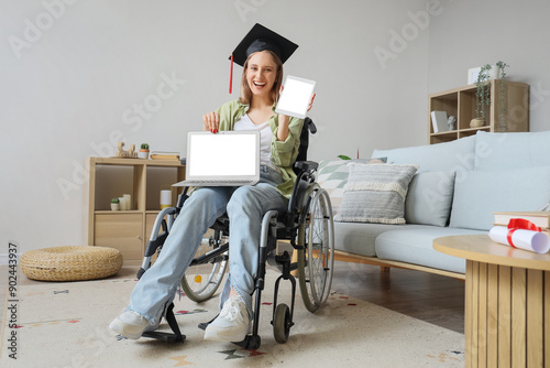 Female graduate in wheelcha...