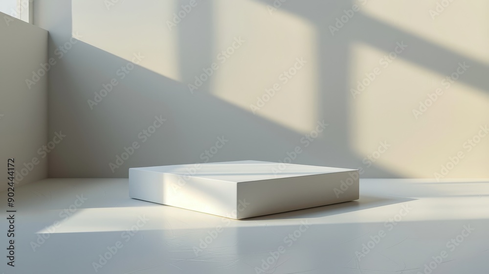 A white square table sits in a room with a window