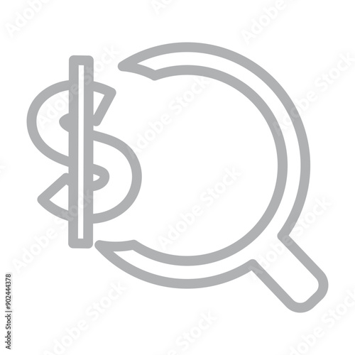 Paid Search Vector Line Grey Icon Design