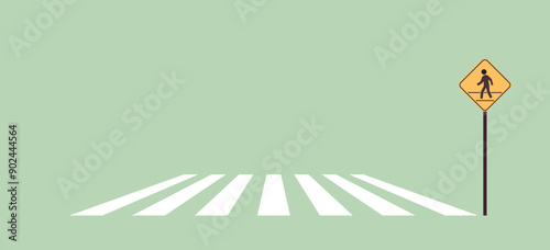 Pedestrian sign and traffic road sign flat vector illustration.	
